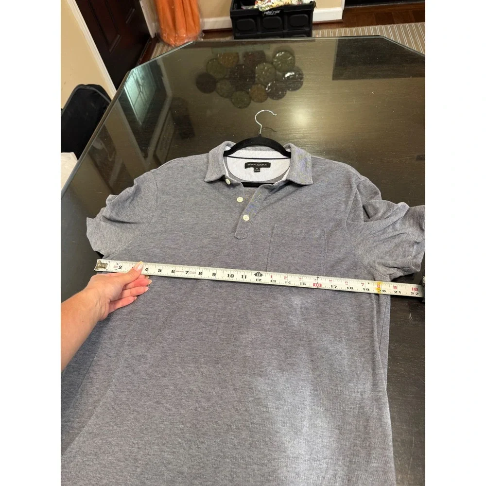 Banana Republic Mens Gray Short Sleeve Pique Polo Shirt Chest Pocket Size M